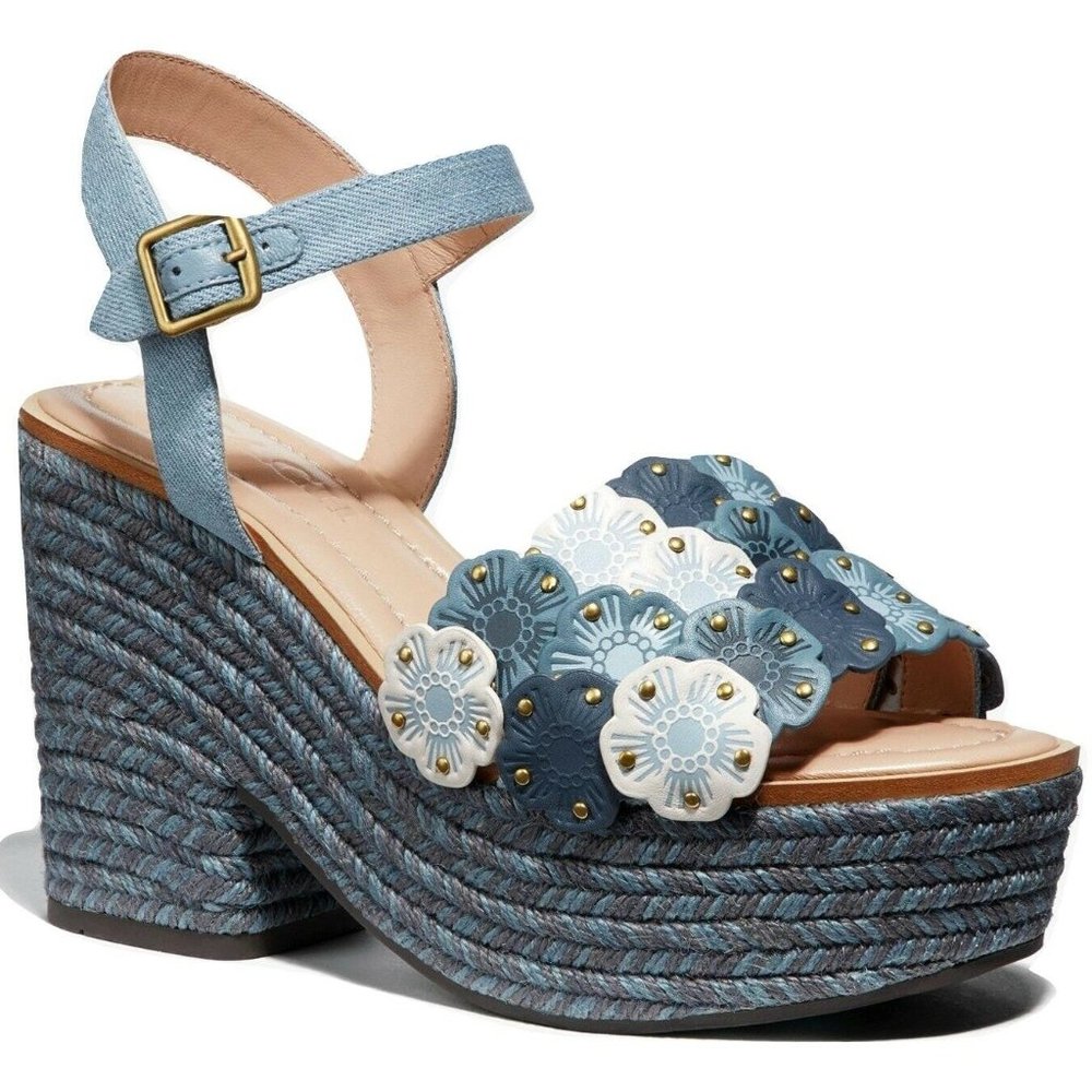 Coach Jae Leather Peep Toe Ankle Strap Sandals